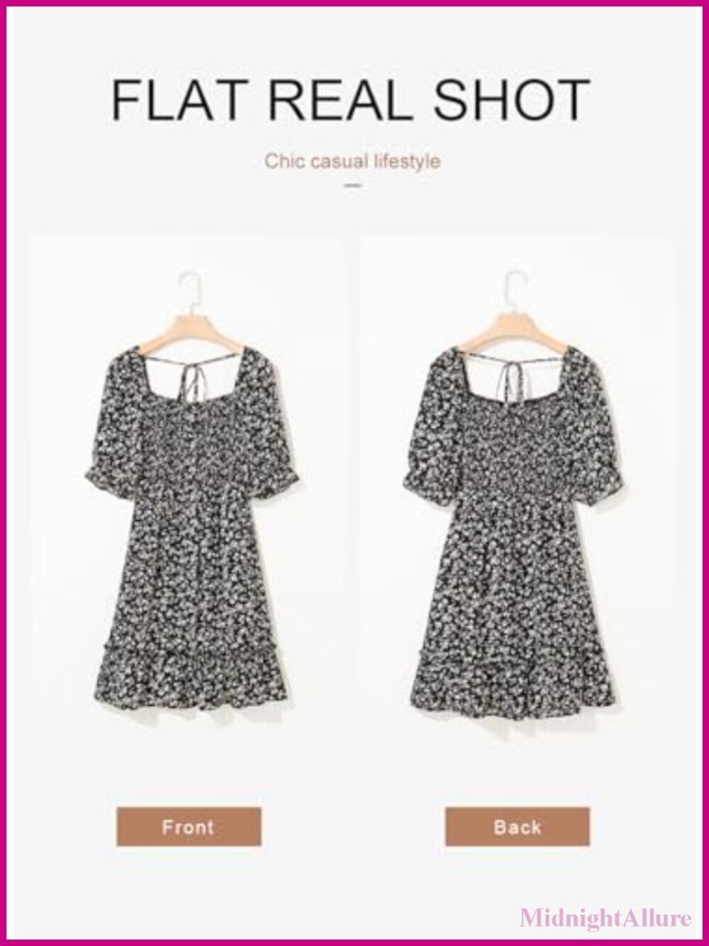 Women's Floral Smocked Mini Sundress Square Neck Puff Sleeve Boho - Picture 3 of 6